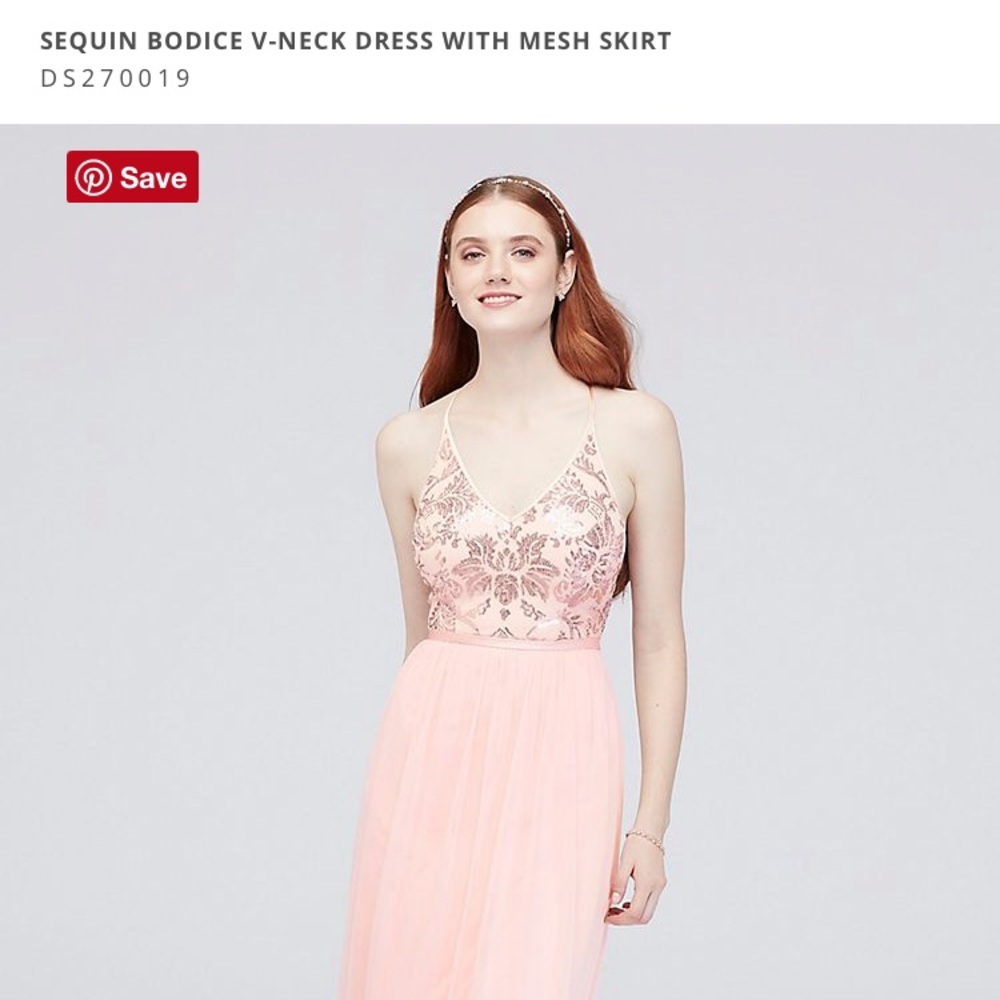 David’s Bridal Sequin Bridesmaid dress mask pink 0